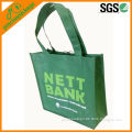 eco friendly green color non woven bag for shopping with small loop